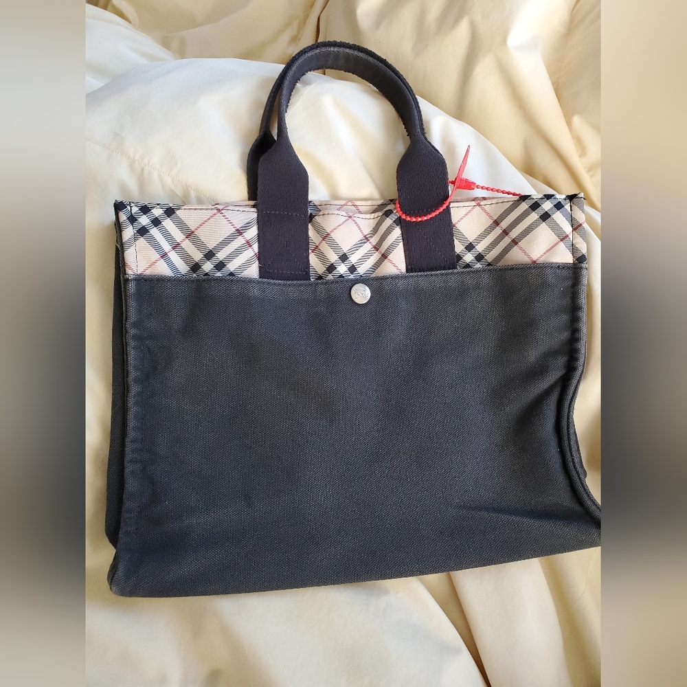 Preowned Burberry blue label denim tote